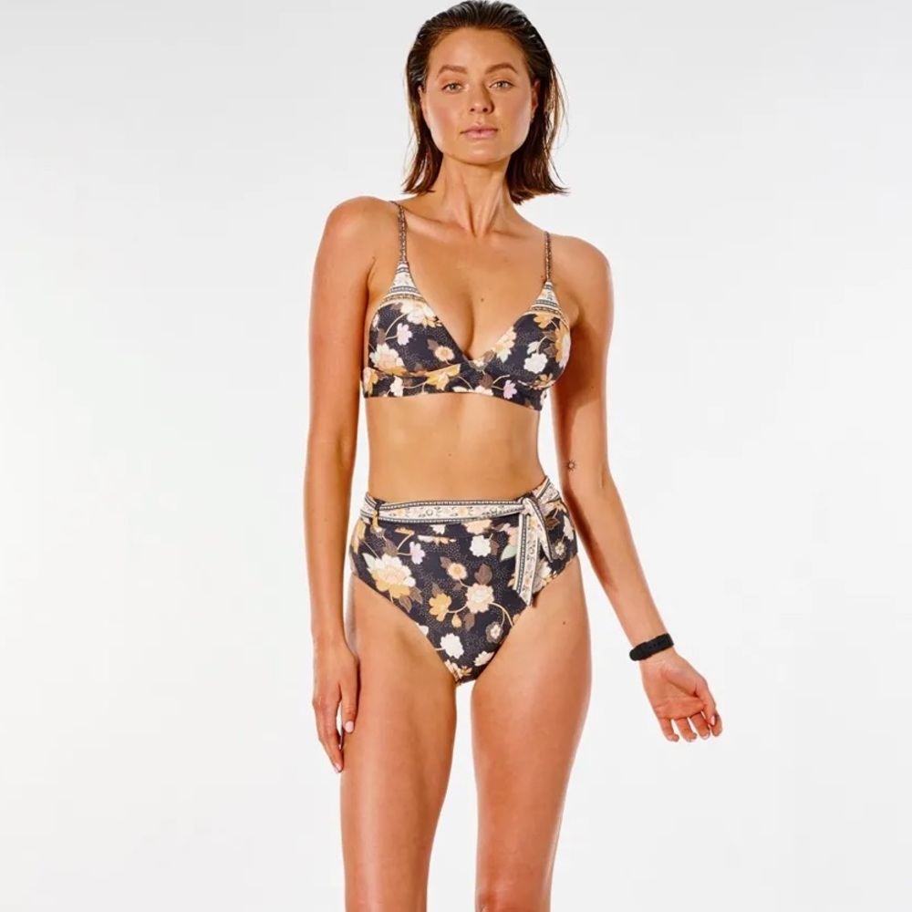 Rip curl 2 pc Surf gypsy boho floral tri top  high waist bikini M